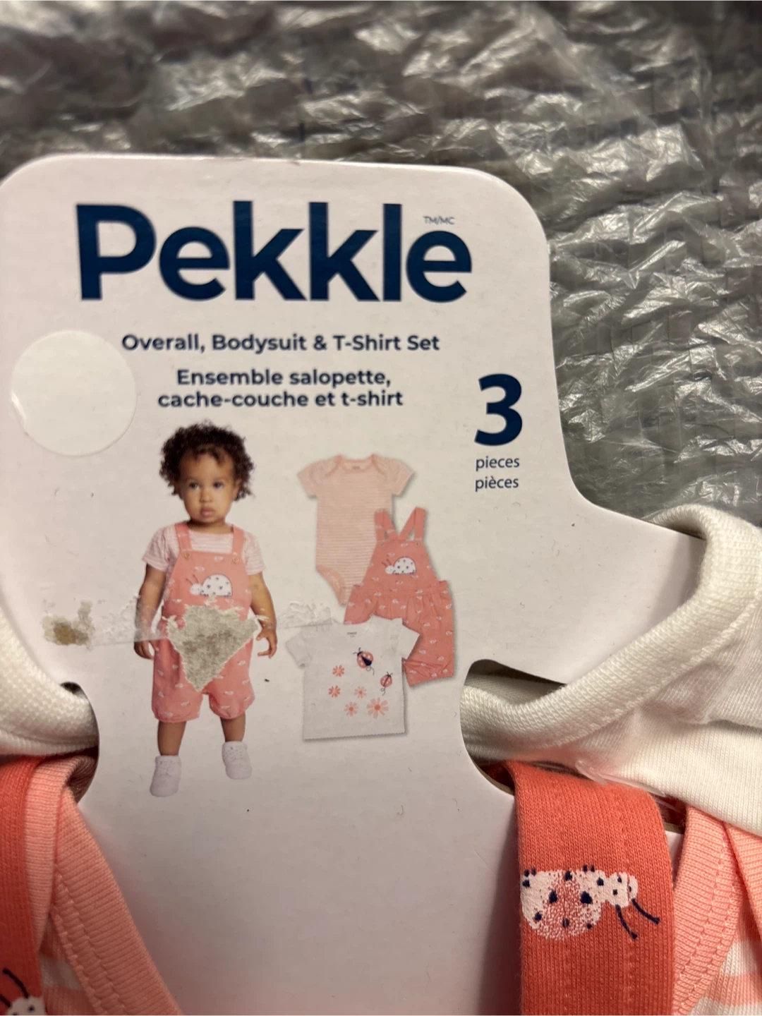 Pekkle Baby Overall, Bodysuit & T-Shirt Set 6M- 3 Pieces - photo 2
