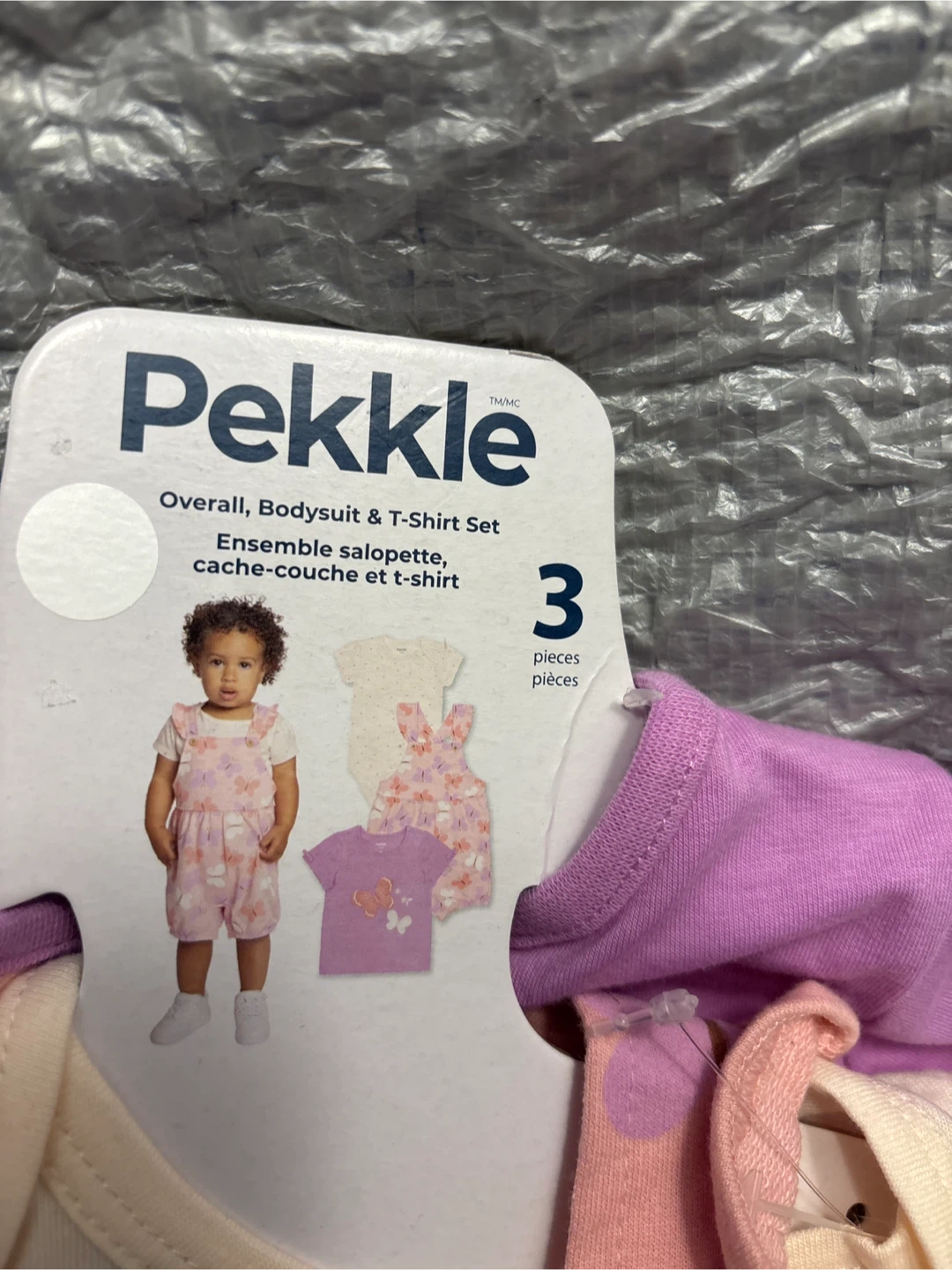 Pekkle Baby Girls 3-Piece Overall, Bodysuit & T-Shirt Set - 12M - photo 2