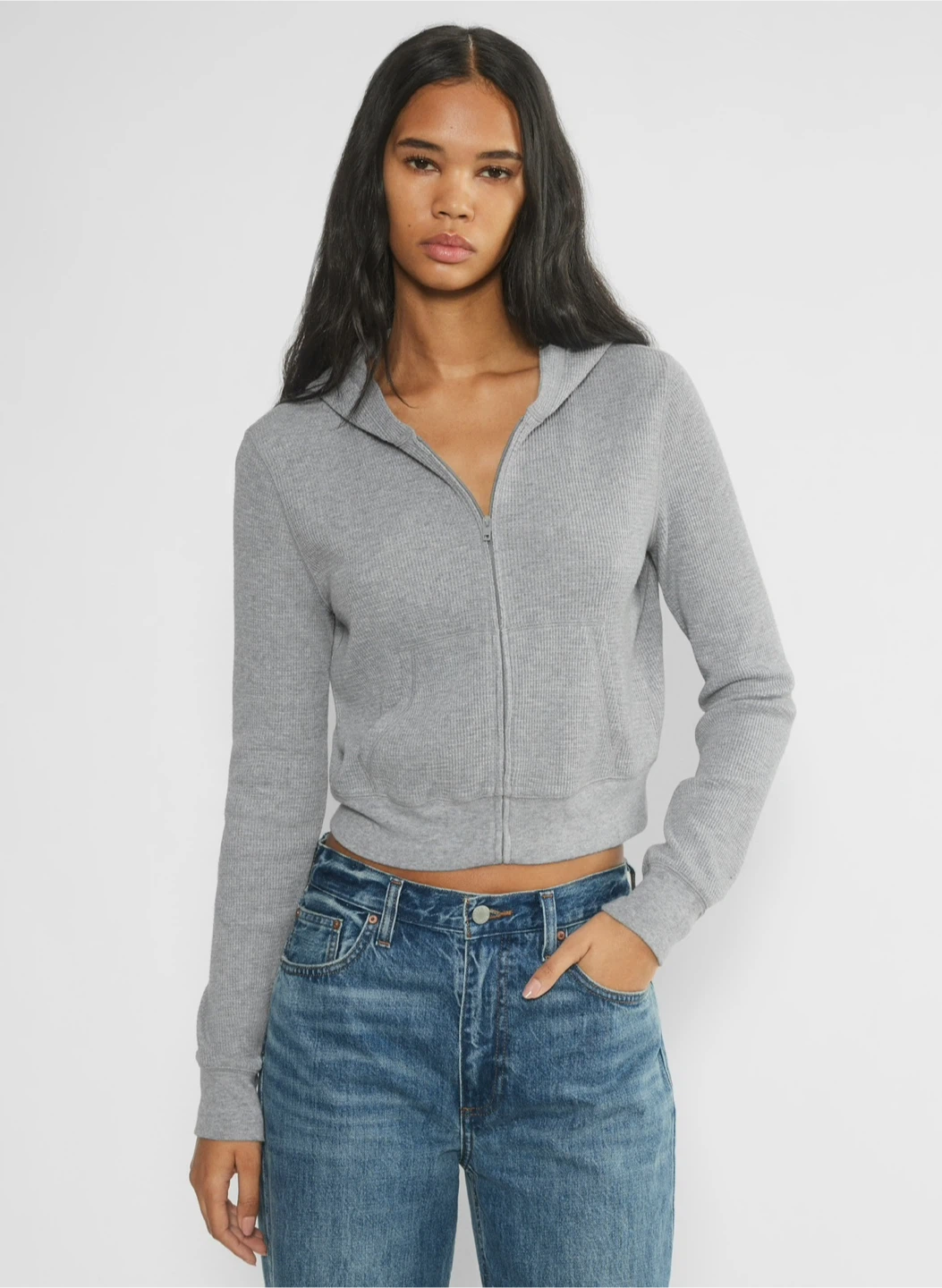 Tna Waffle Zip Hoodie Heather Dover Grey