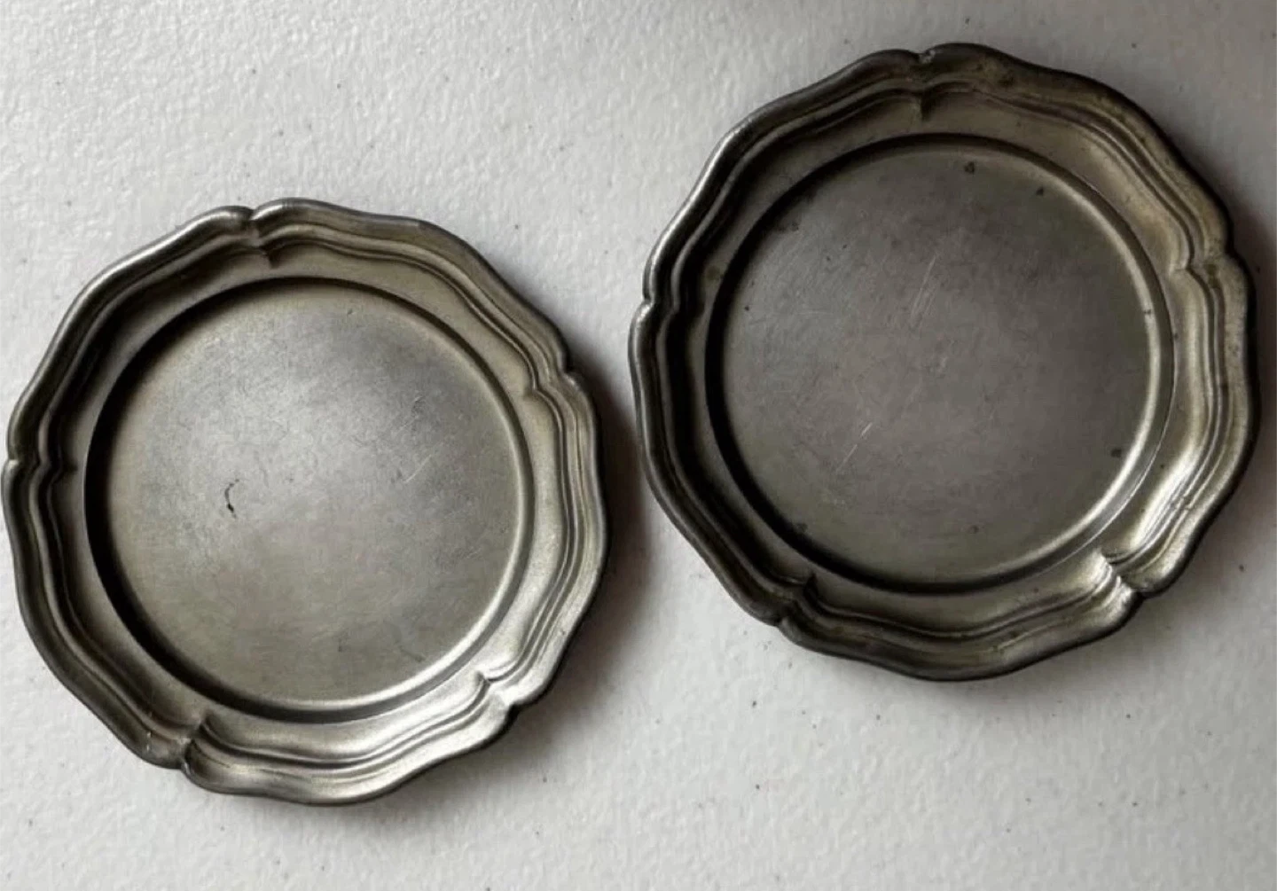 Set of 2 Vintage Pewter Coasters