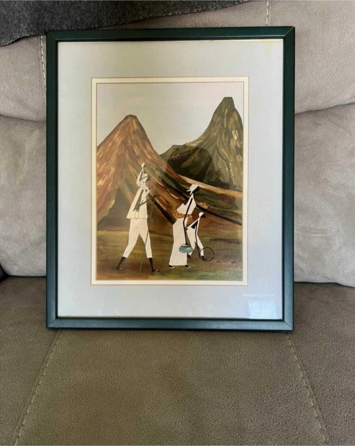 Framed Art Print - Mountain Landscape with Figures