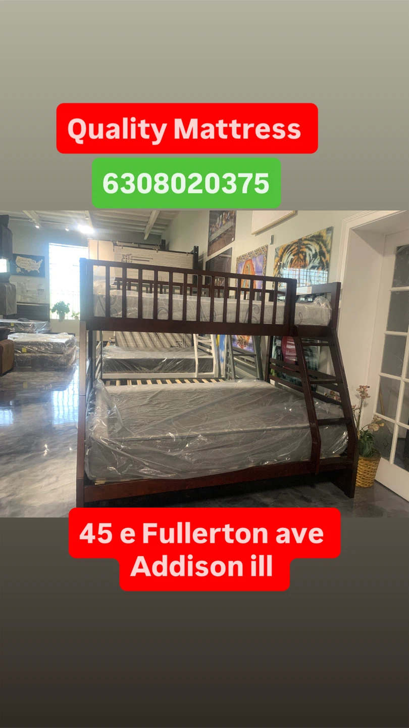Wooden Bunk Bed Frame full y twin with Mattresses - photo 2