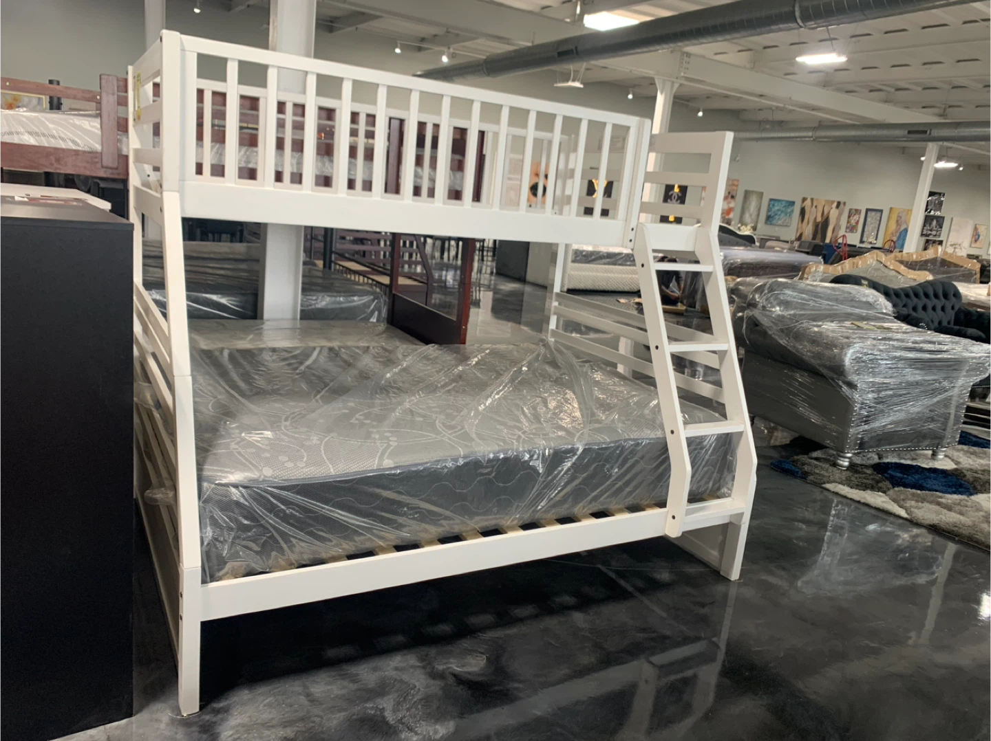 Wooden Bunk Bed Frame full y twin with Mattresses - photo 3
