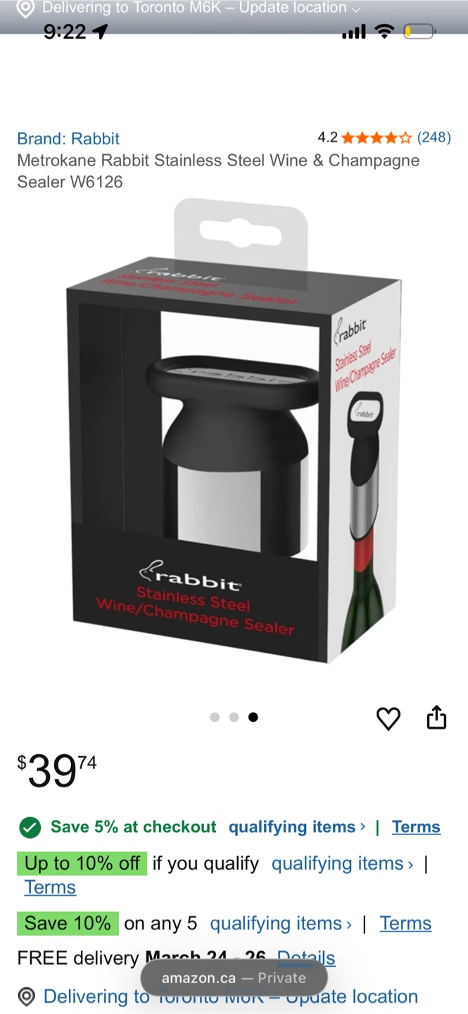 Rabbit Metrokane Stainless Steel Wine & Champagne Sealer W6126 - photo 3