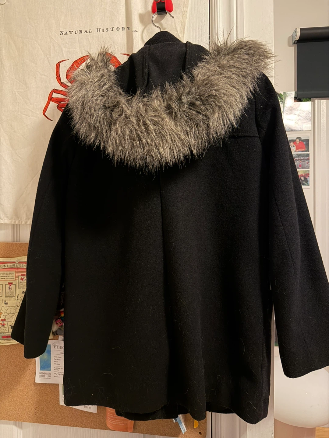 Mango Black Toggle Coat with Faux Fur Hood - photo 2