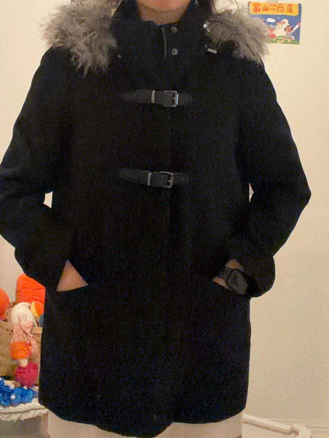 Mango Black Toggle Coat with Faux Fur Hood - photo 4