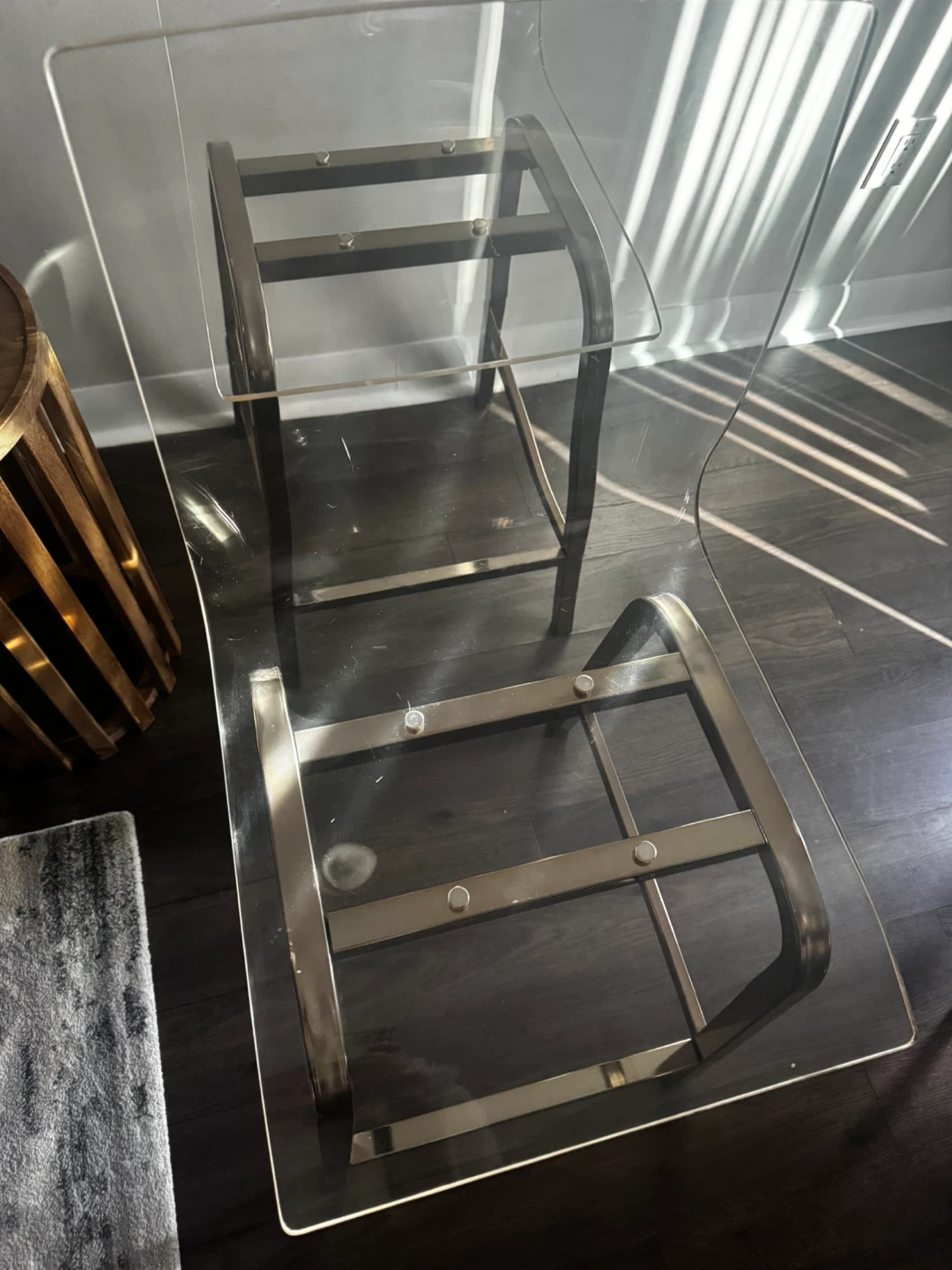 Set of 2 Clear Acrylic Bar Stools with Gold Frame - photo 4