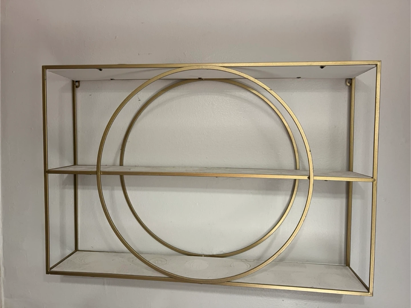 Gold Metal Shelf with Decorative Circles