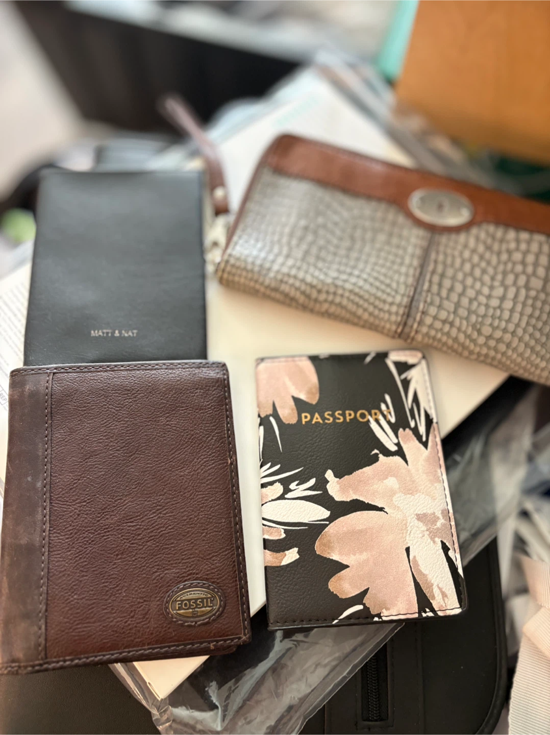 Matt & Nat Wallet, Fossil Wallet, and Passport Holder Set