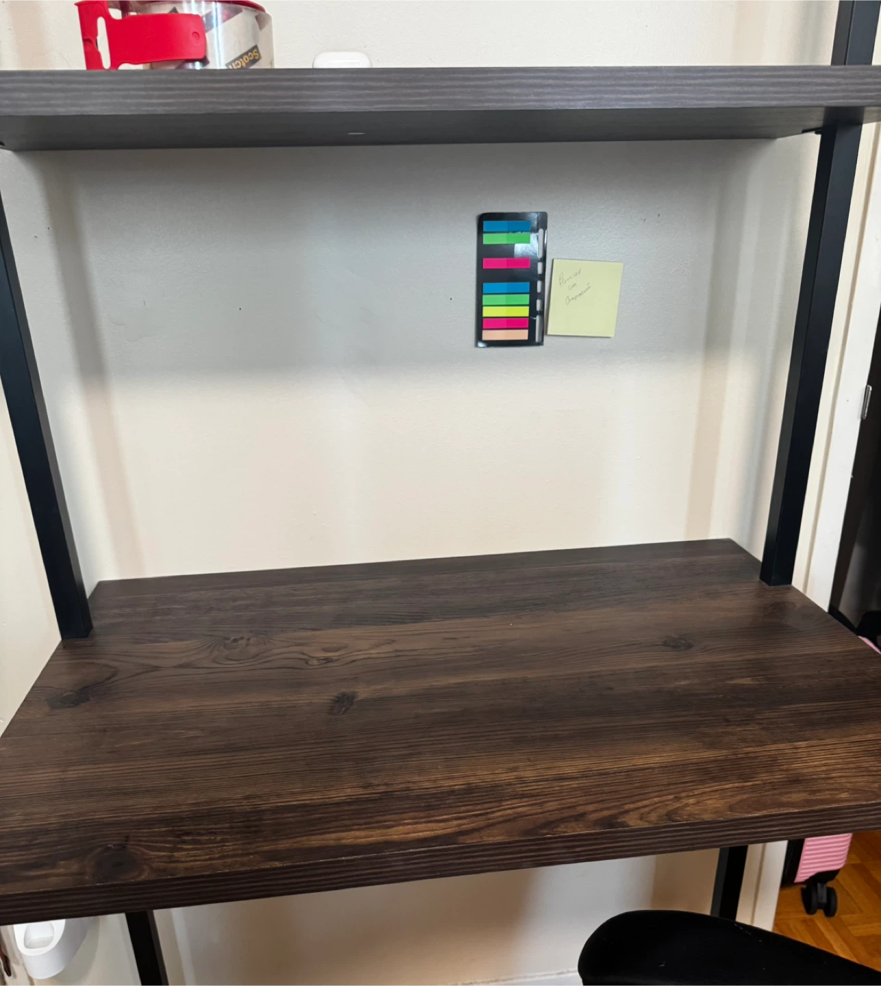 Dark Wood and Black Metal Bookshelf / Desk - photo 3