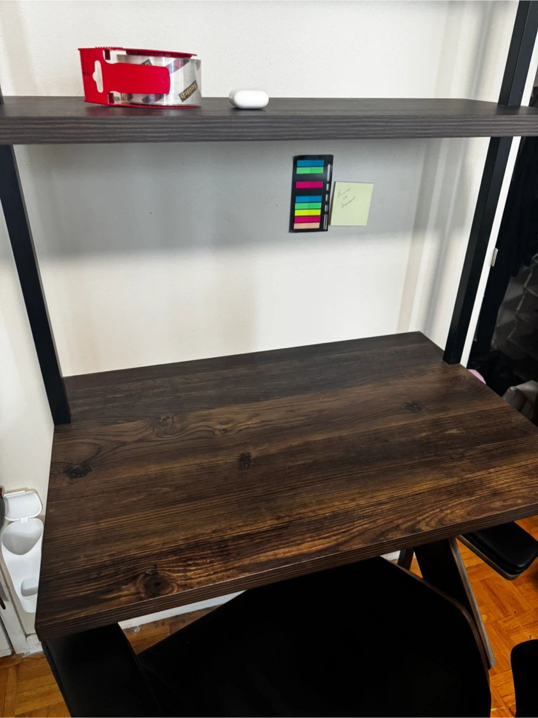 Dark Wood and Black Metal Bookshelf / Desk - photo 4