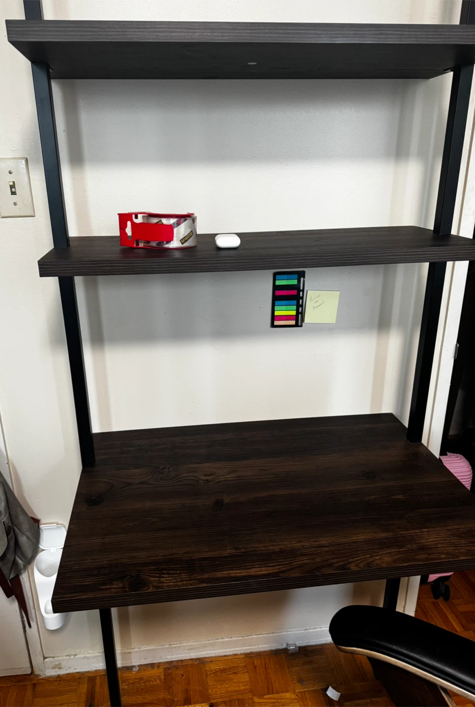 Dark Wood and Black Metal Bookshelf / Desk - photo 2