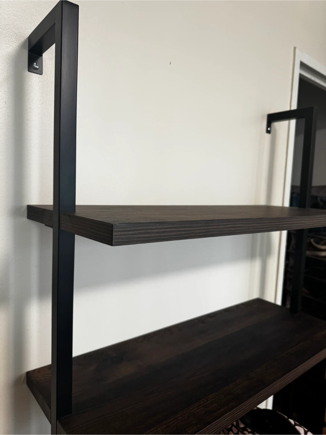 Dark Wood and Black Metal Bookshelf / Desk - photo 5