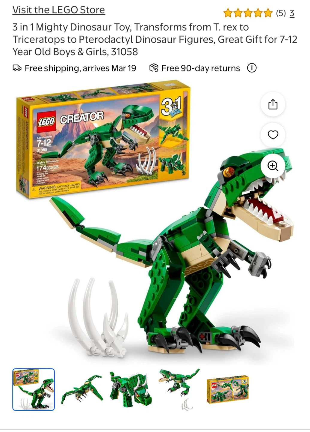 LEGO Creator 31058 Mighty Dinosaurs 3-in-1 Building Set - photo 3
