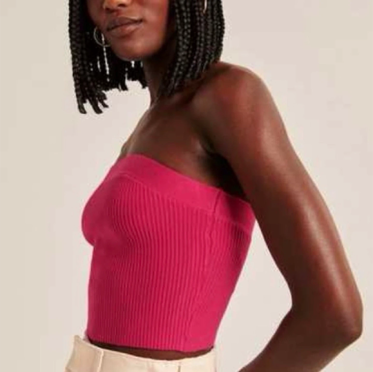 Abercrombie & Fitch Ribbed Strapless Crop Top