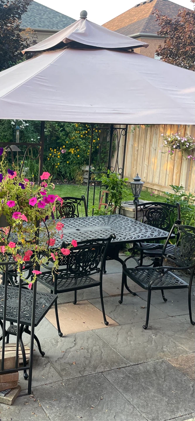 Black wrought iron Patio Dining Set with Table and 6 Chairs - photo 2