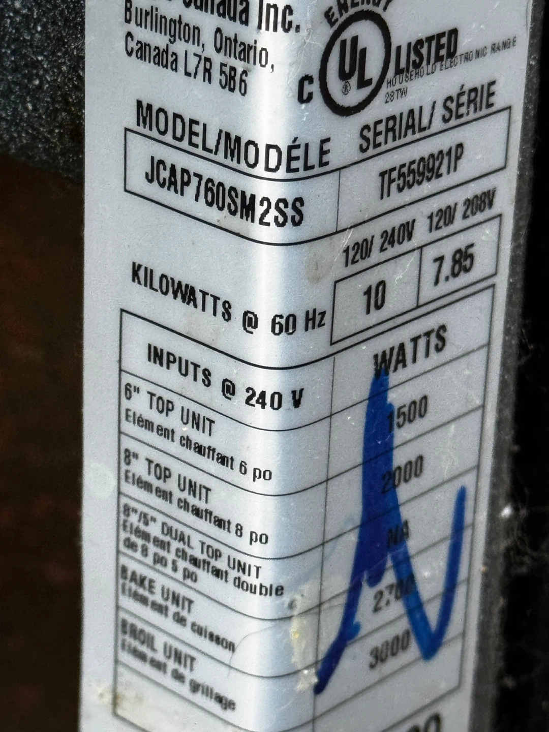 GE JCAP760SM2SS Electric Stove (for parts) - photo 4