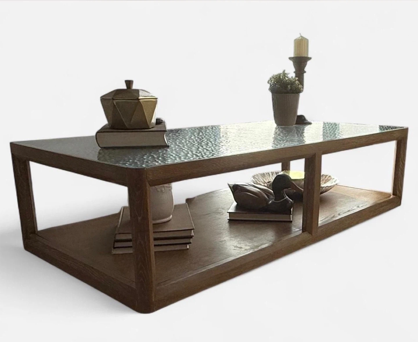 Glass Top Coffee Table with Wood Frame - photo 3