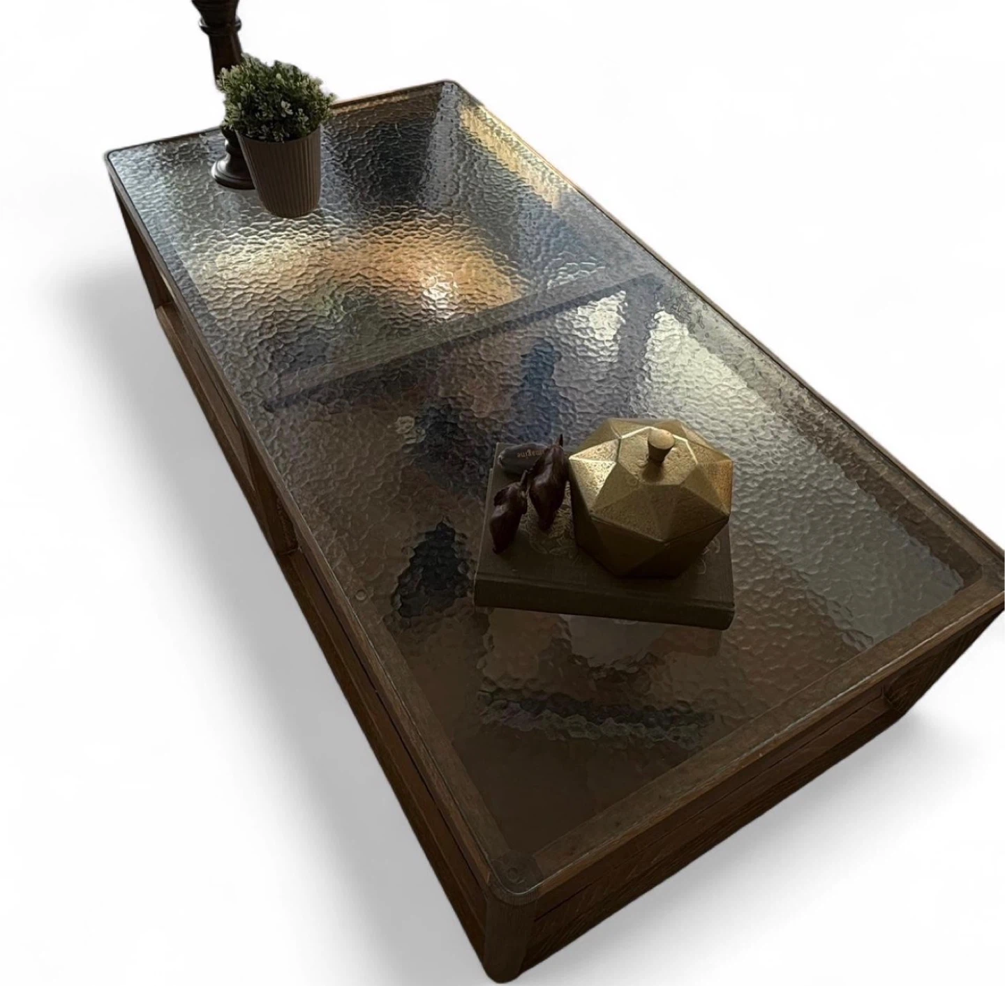 Glass Top Coffee Table with Wood Frame - photo 2