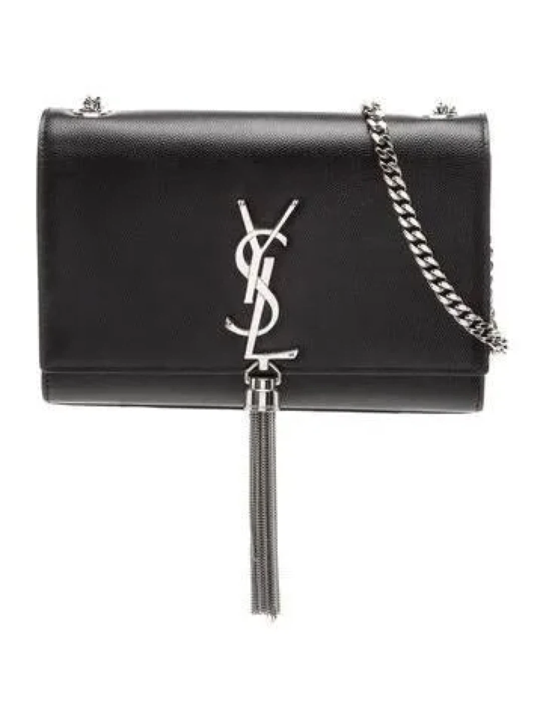 Saint Laurent Black Leather Monogram Tassel Chain Bag - photo 2