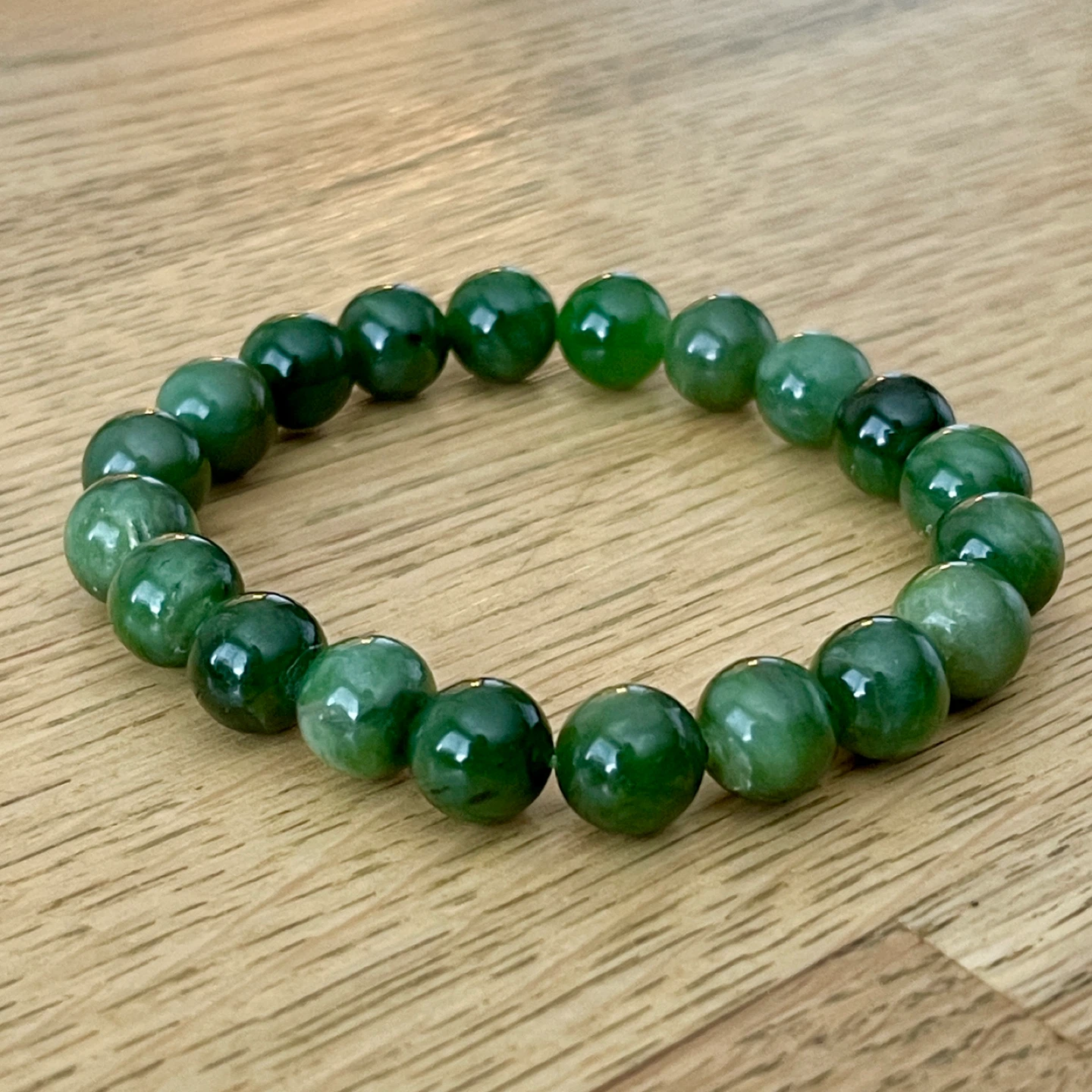 Canadian Nephrite Jade bracelet  (9.5mm bead) - Abundance Stone - photo 2