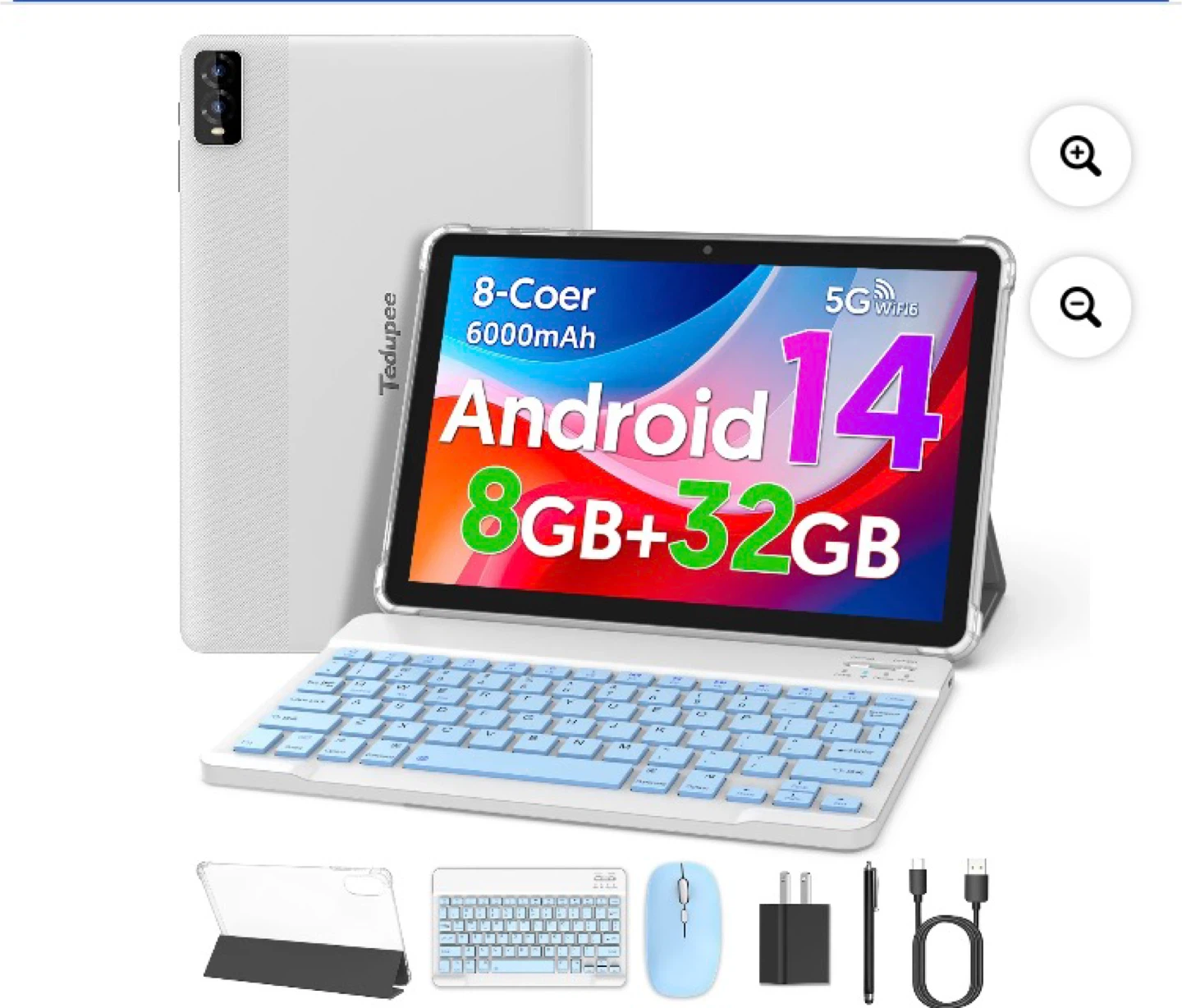 Android 14 Tablet with Keyboard, Mouse, and Case