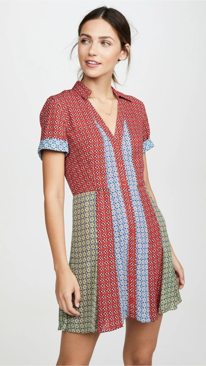 ALICE + OLIVIA ABELIA BUTTON DOWN SHIRT DRESS