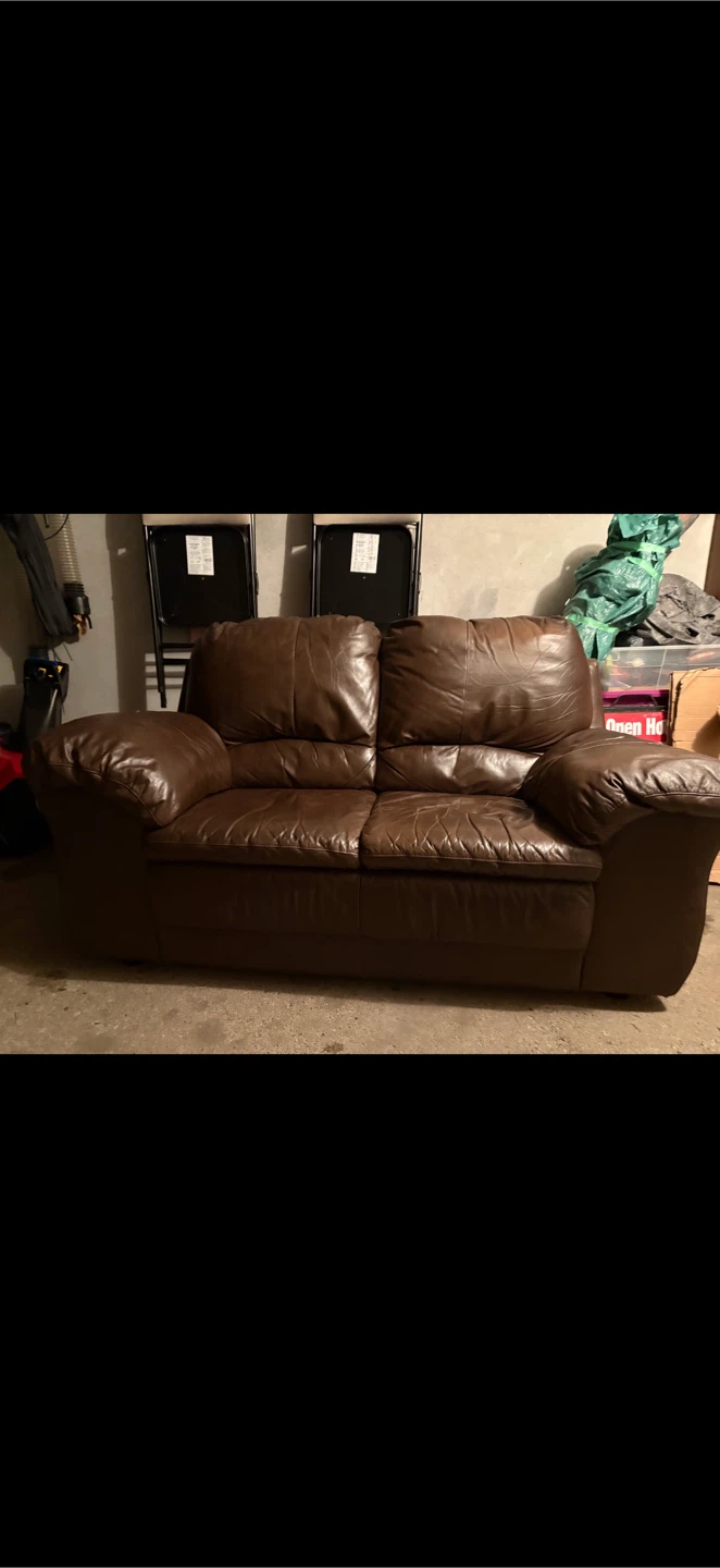 Brown Leather Loveseat Sofa