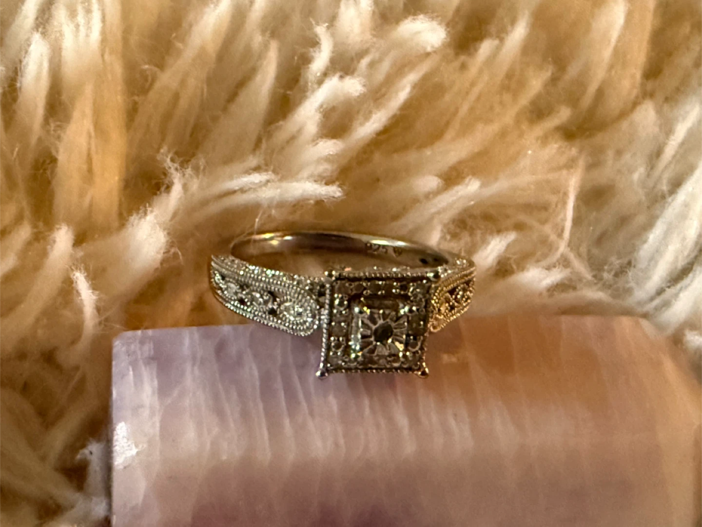 Sterling Silver Diamond Accent Square Cluster Ring - photo 5