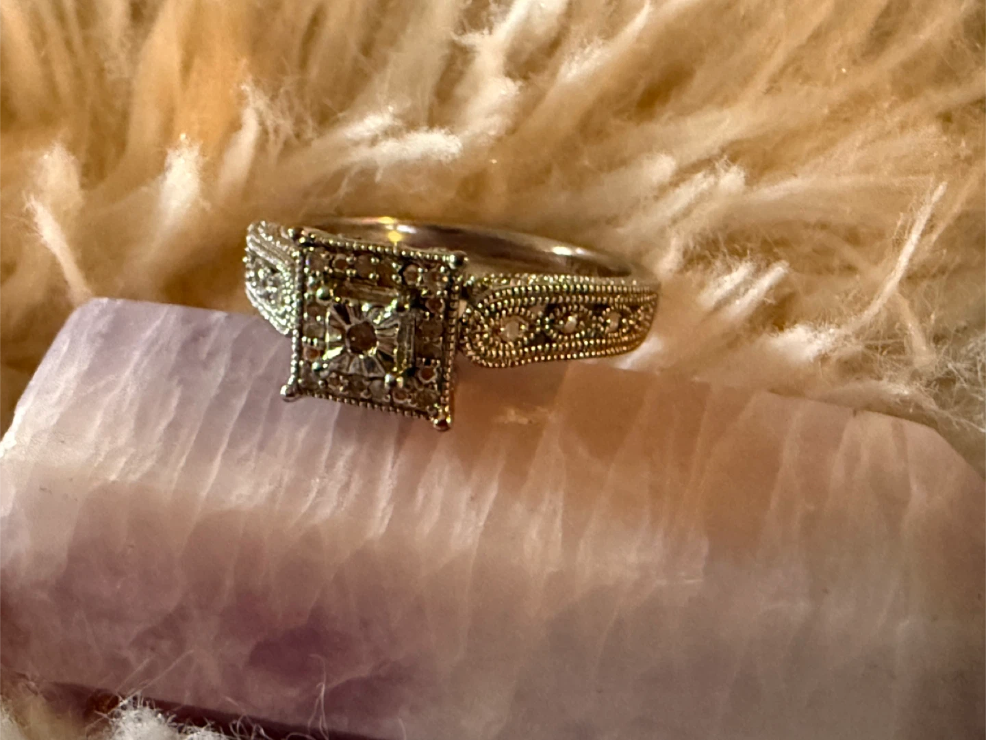 Sterling Silver Diamond Accent Square Cluster Ring - photo 4