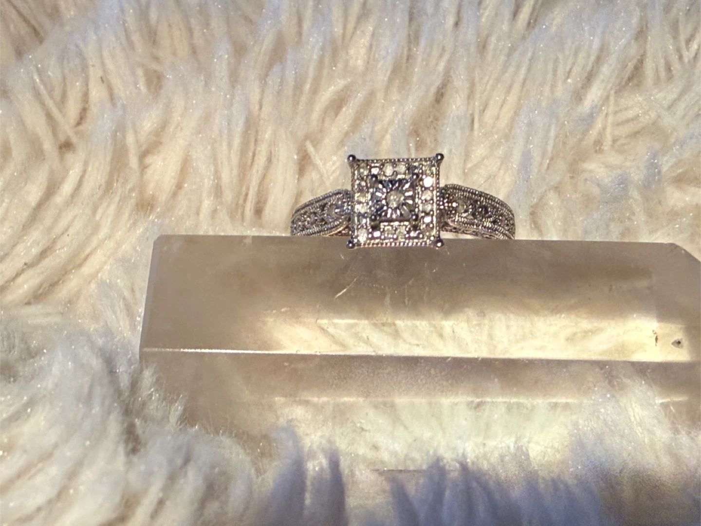Sterling Silver Diamond Accent Square Cluster Ring