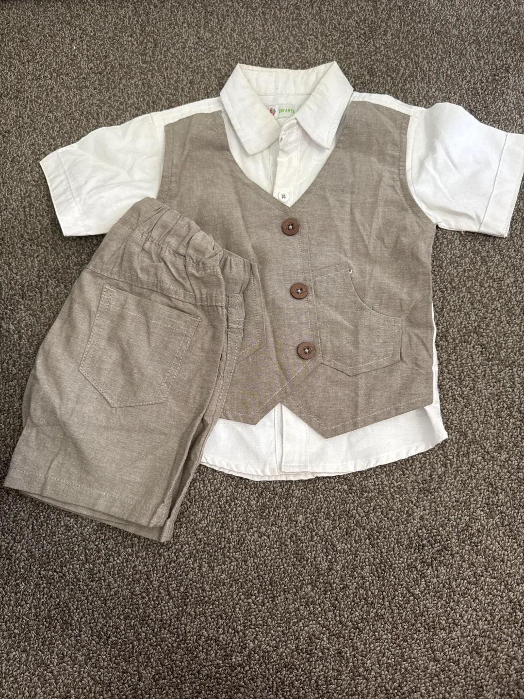 Infant Boys Linen-Look Vest and Shorts Set