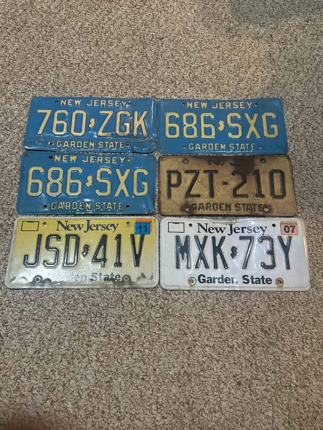 New Jersey License Plates (Set of 6)