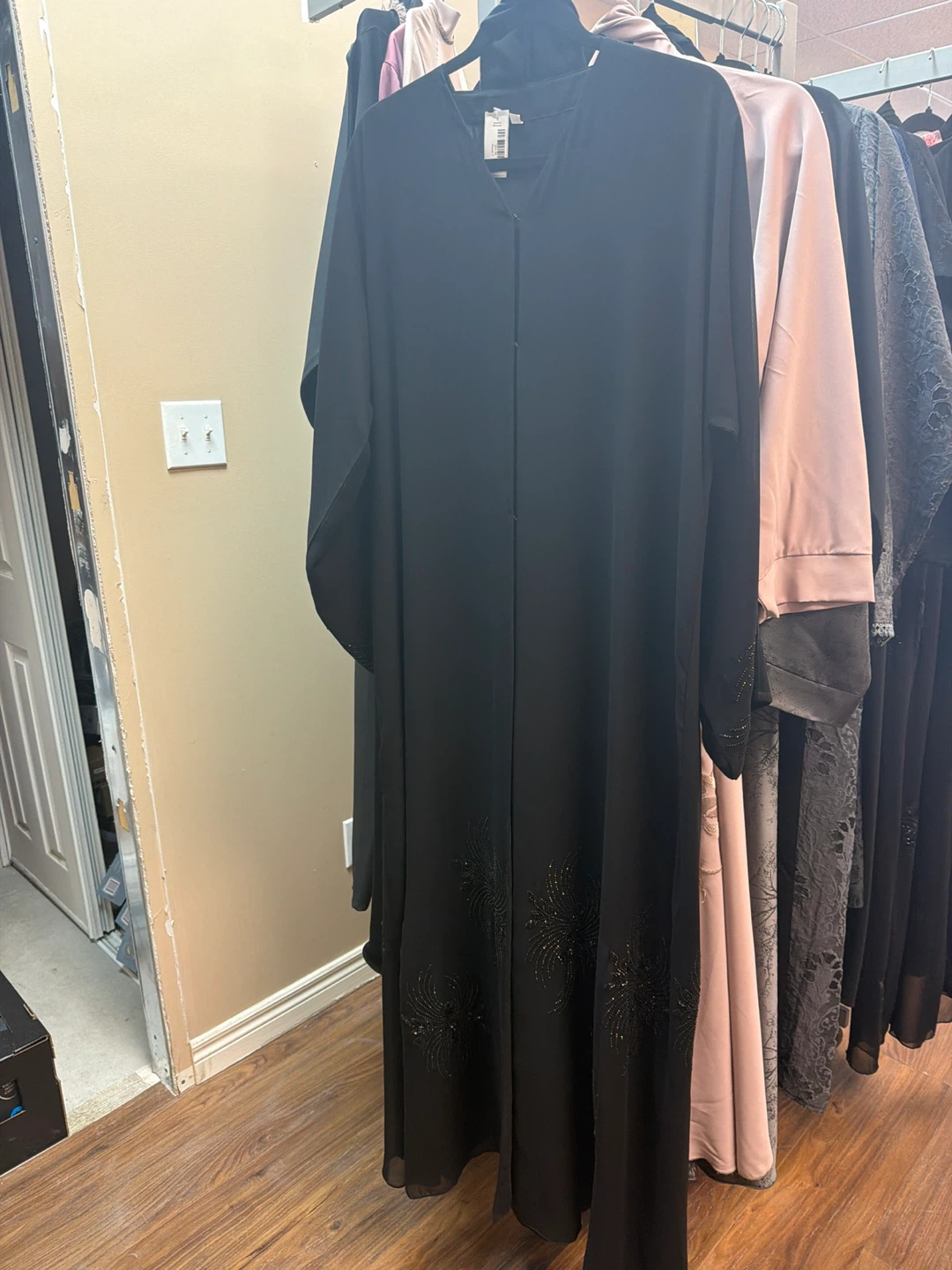 Black Abaya with Beaded Embellishments