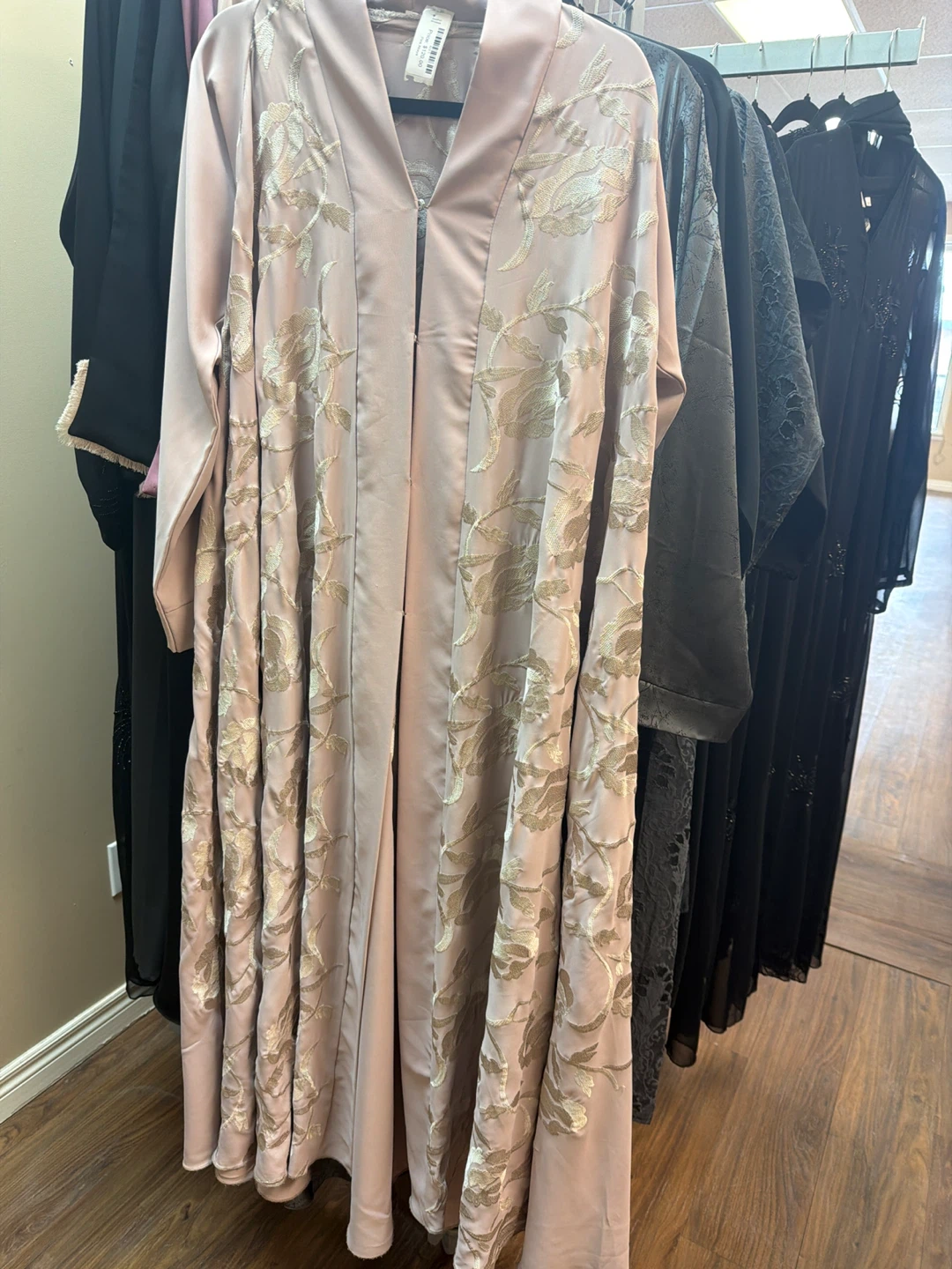 Pink Embroidered Abaya