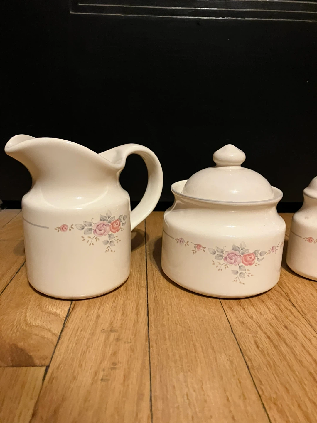 Creamer, Sugar Bowl,  Salt & Pepper Shakers Set - Floral Design - photo 3