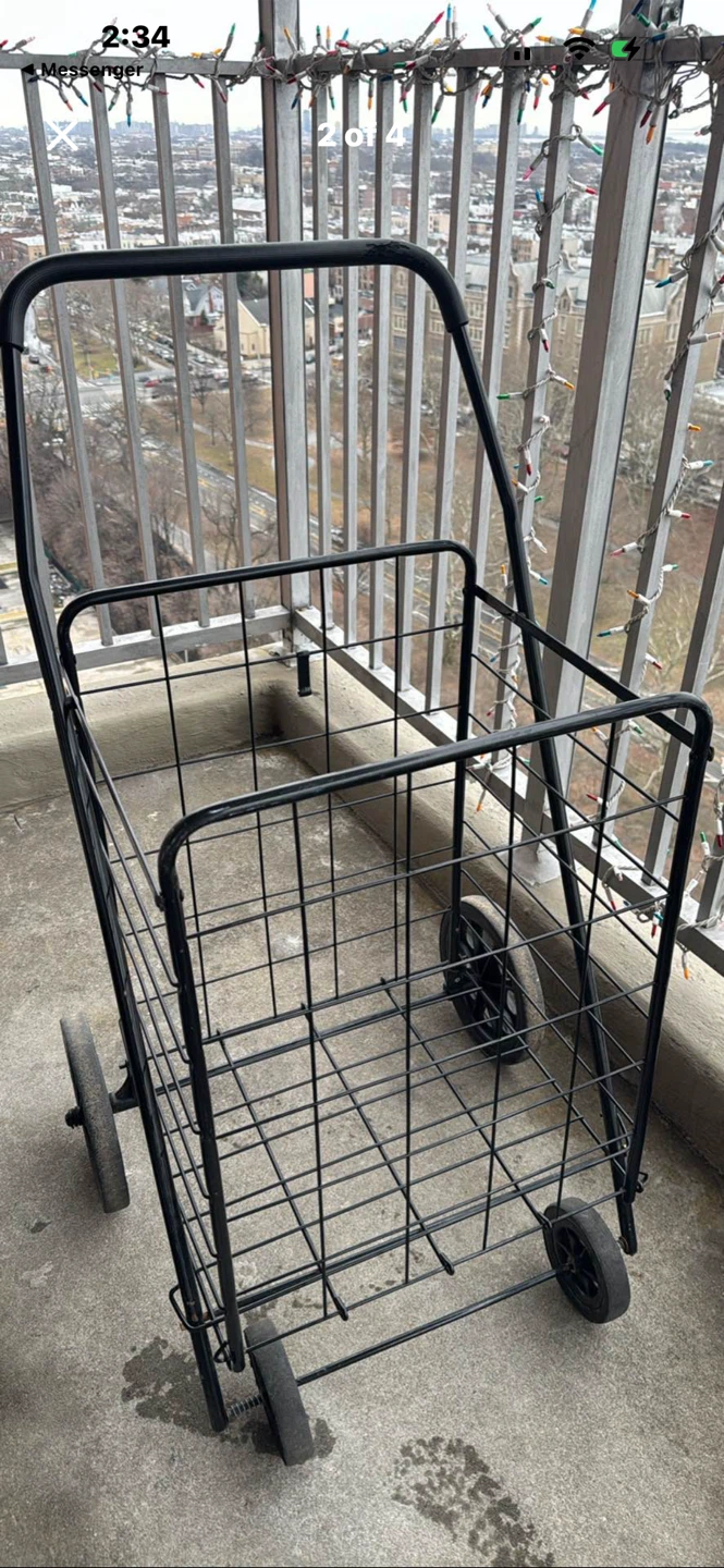 Black Metal Rolling Shopping Cart