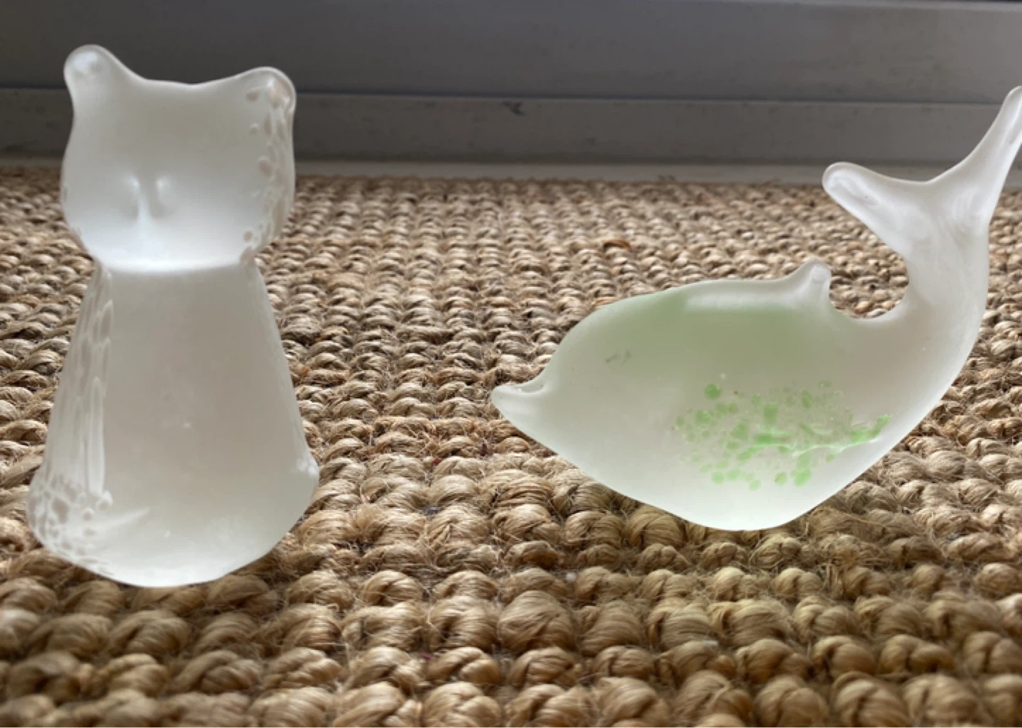 Glass Cat and Dolphin / paperweight