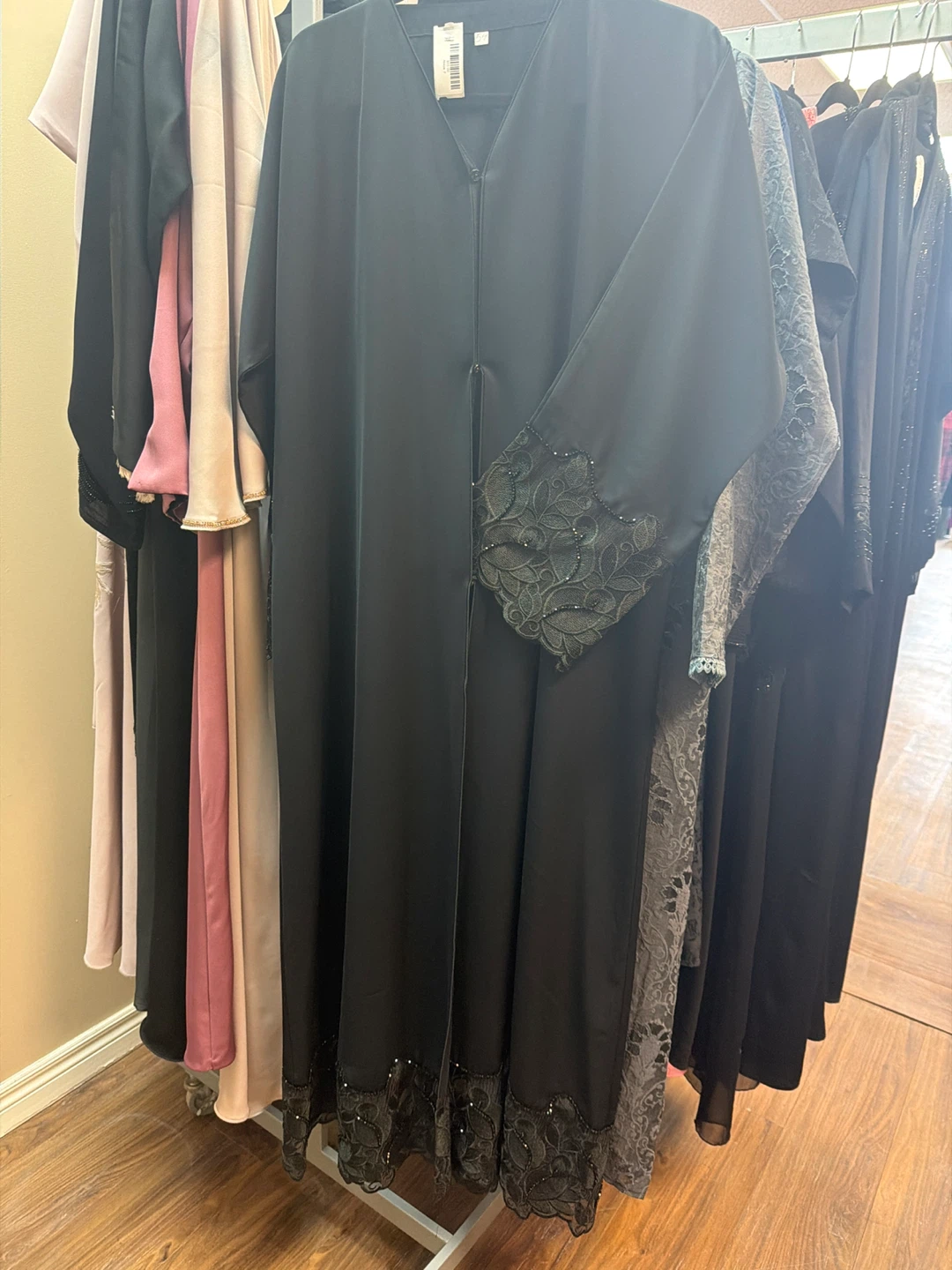 Black Abaya with Lace Trim