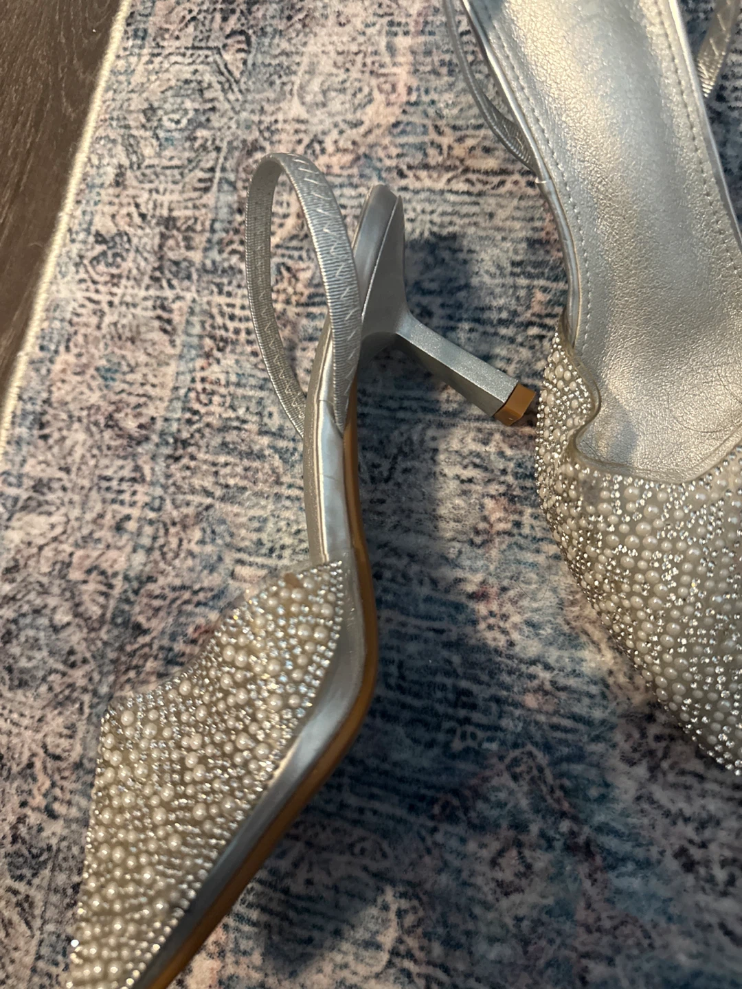 Silver Embellished Slingback Heels - photo 2