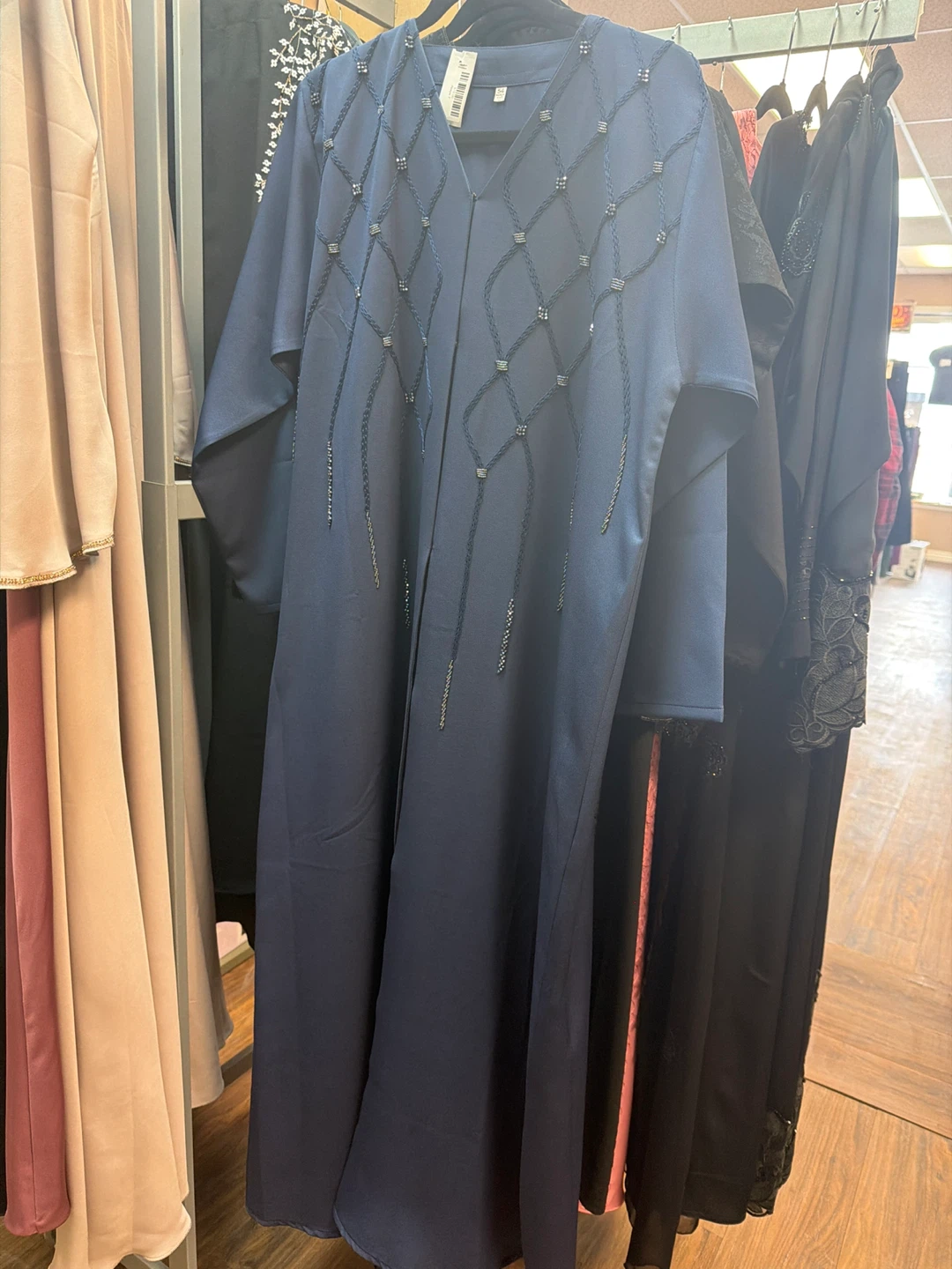 Navy Blue Embellished Abaya