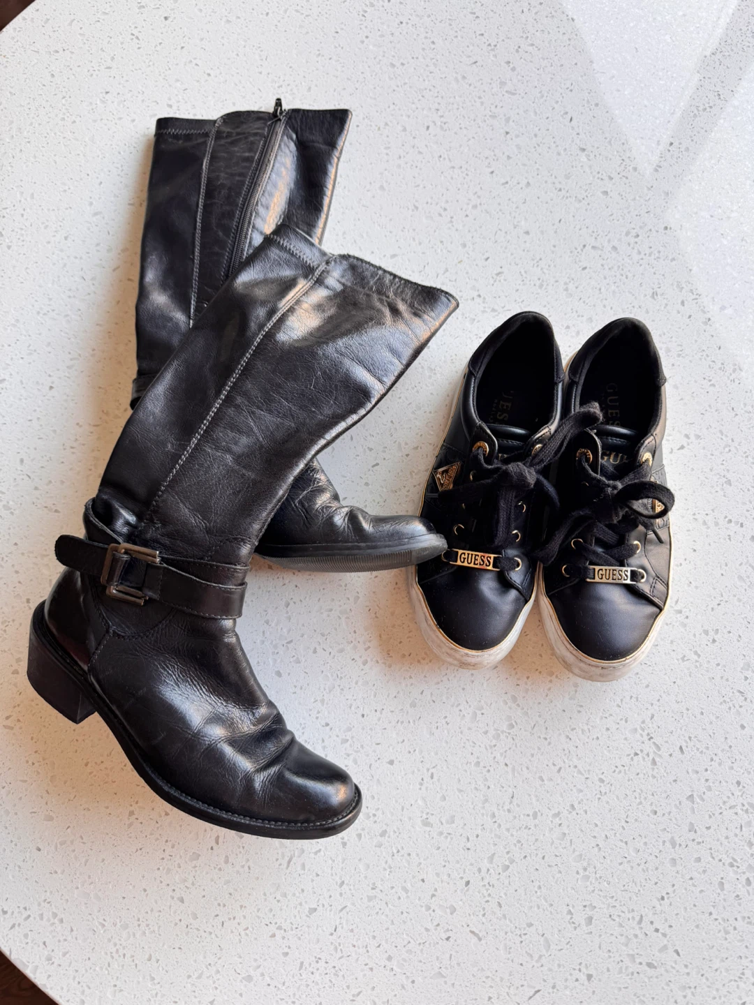 FREE  (Size 35) –  Leather Boots from Browns + Guess Sneakers
