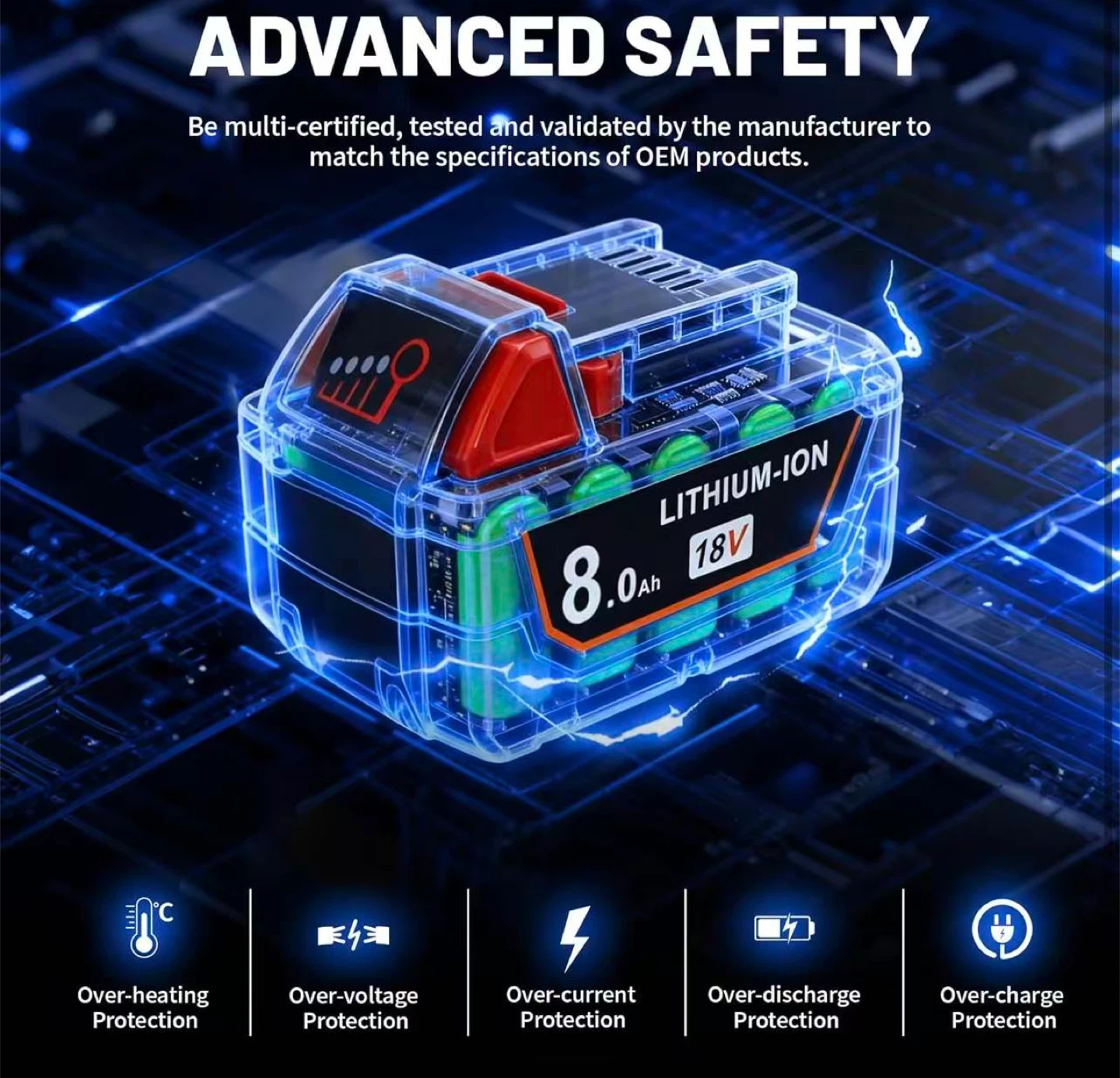 Replacement 18V 8000mAh Lithium-Ion Battery - photo 5