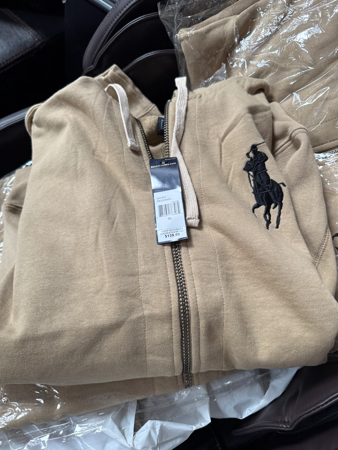 Polo Ralph Lauren Zip-Up Hoodie Tan XL