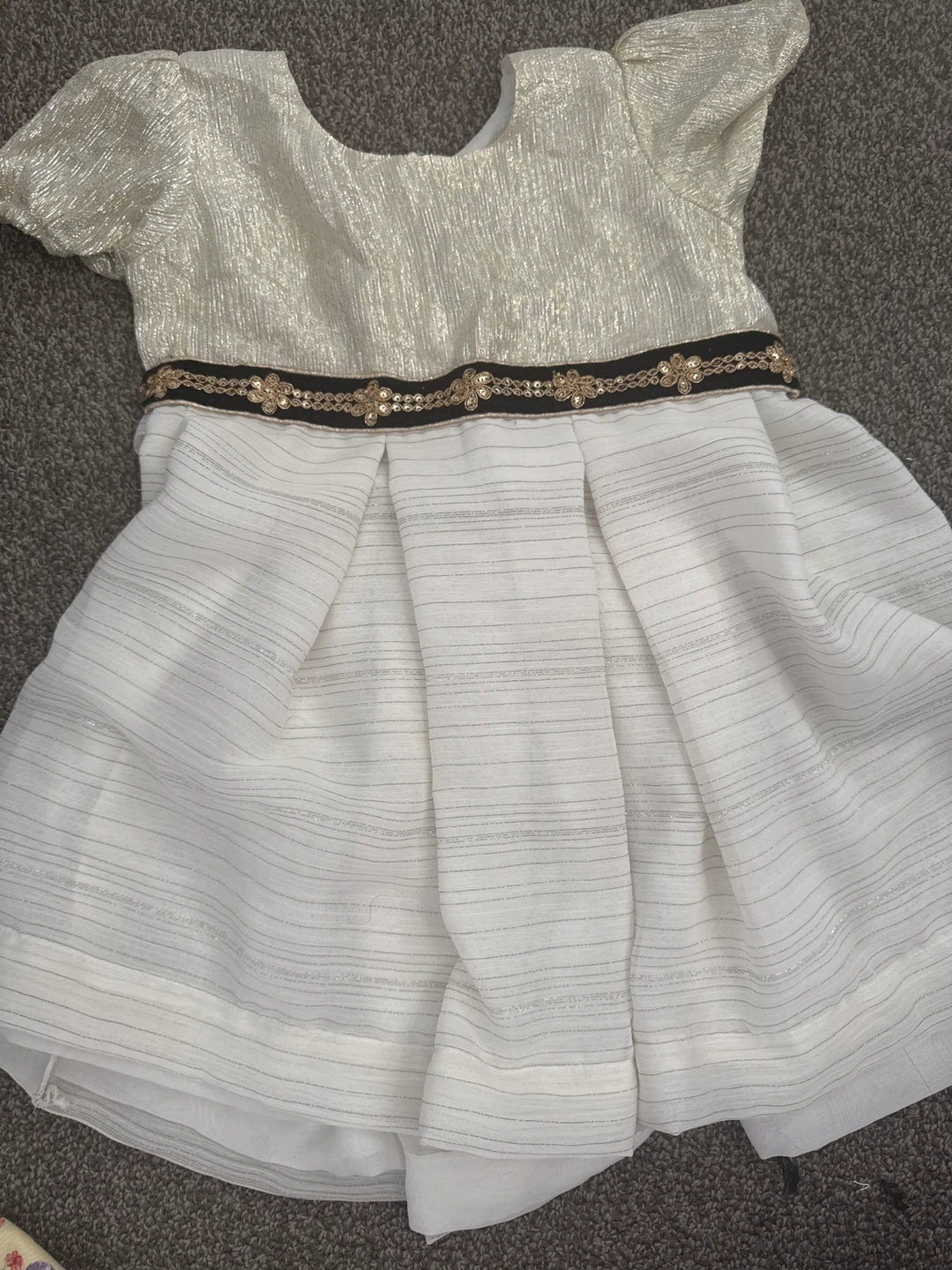 Girls Gold and White Dress