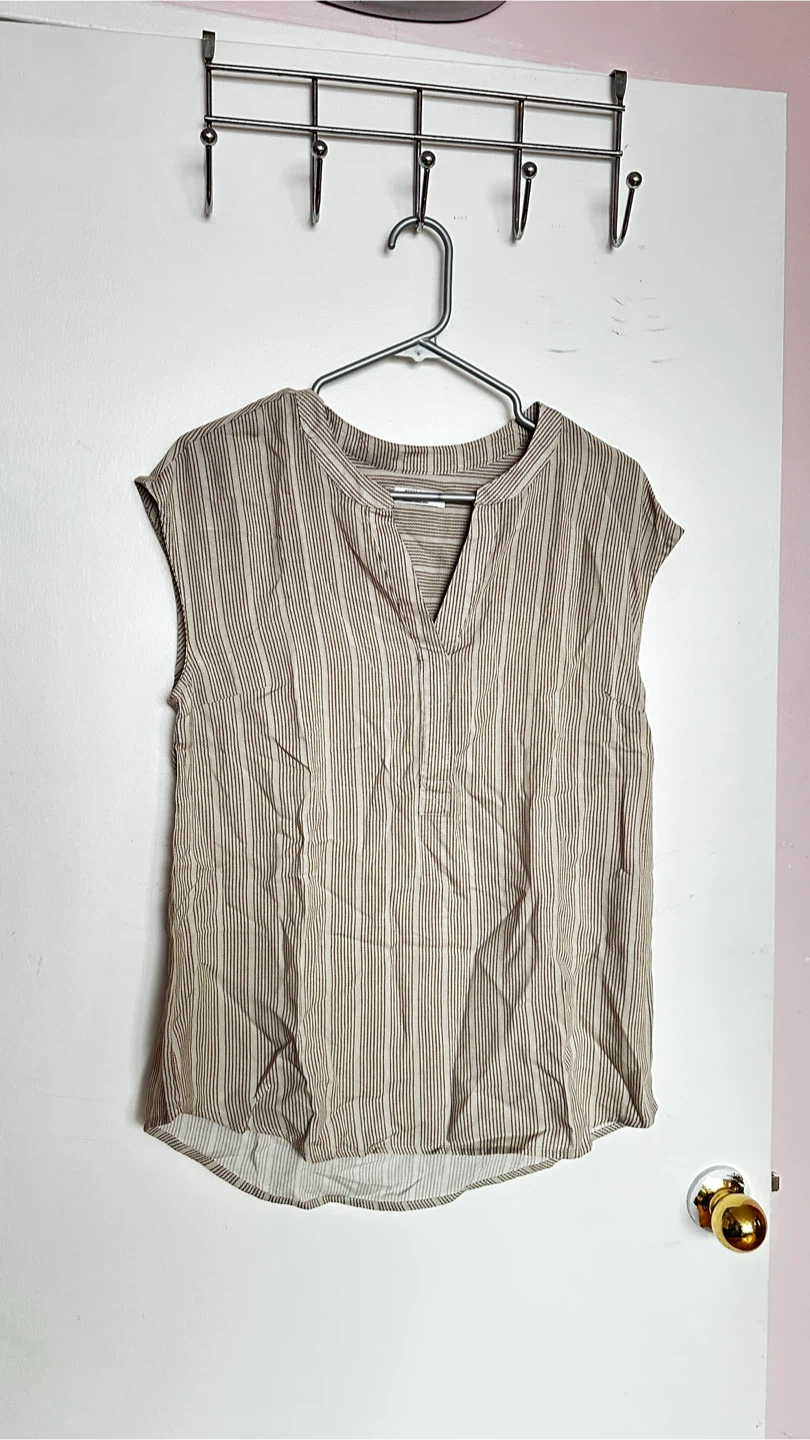 Ardene Basic Neutral Striped Blouse - Size Medium