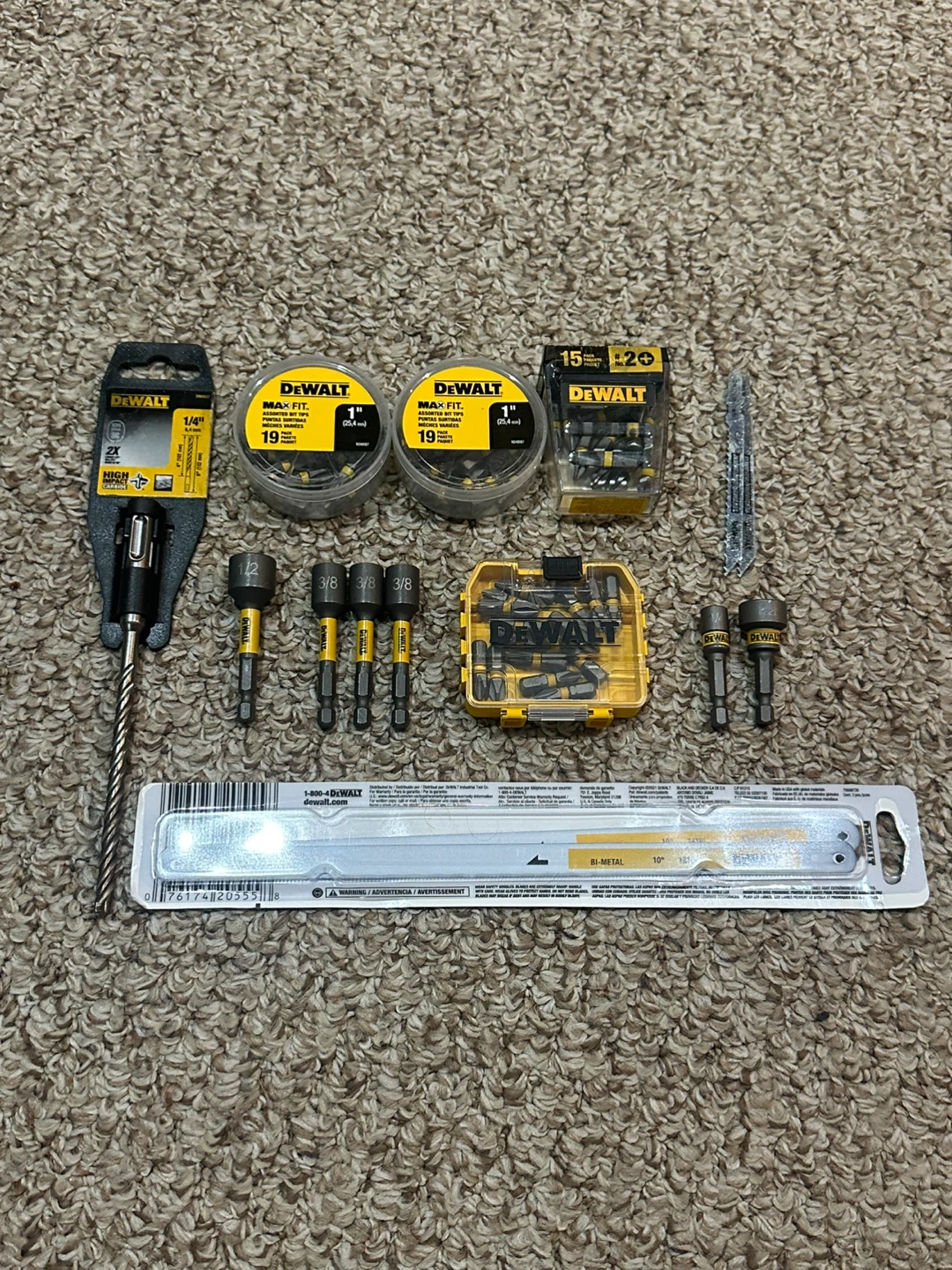DeWalt Assorted Drill Bits, Blades, and Socket