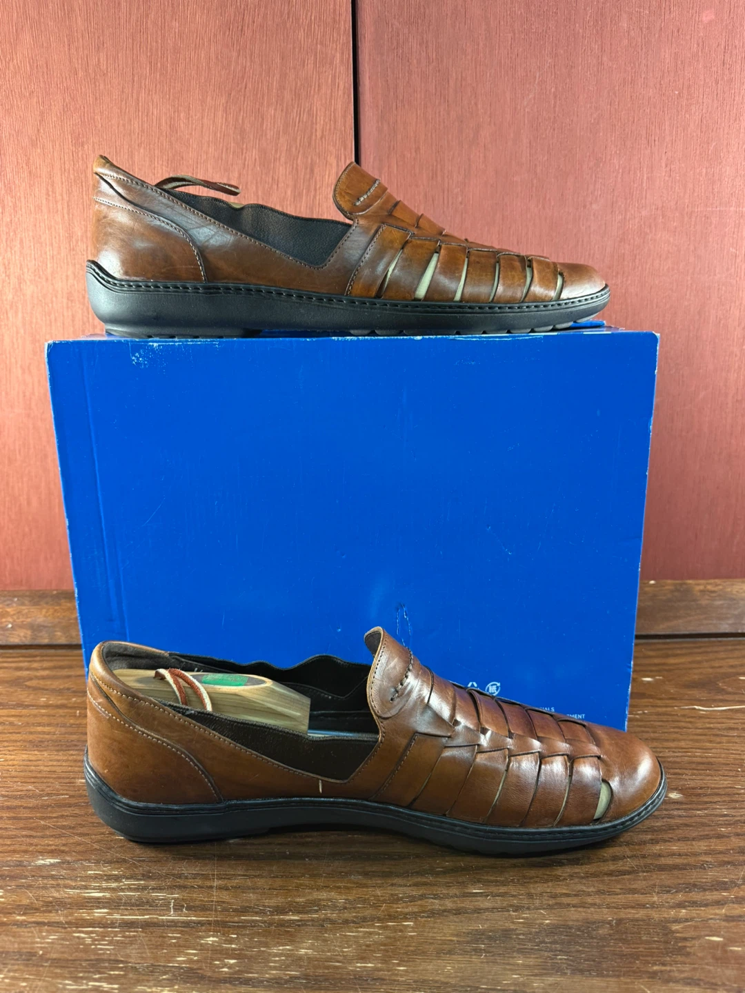 Bragano Woven Leather Slip-On Loafer Shoe Mens Sz 12M Italy - photo 2