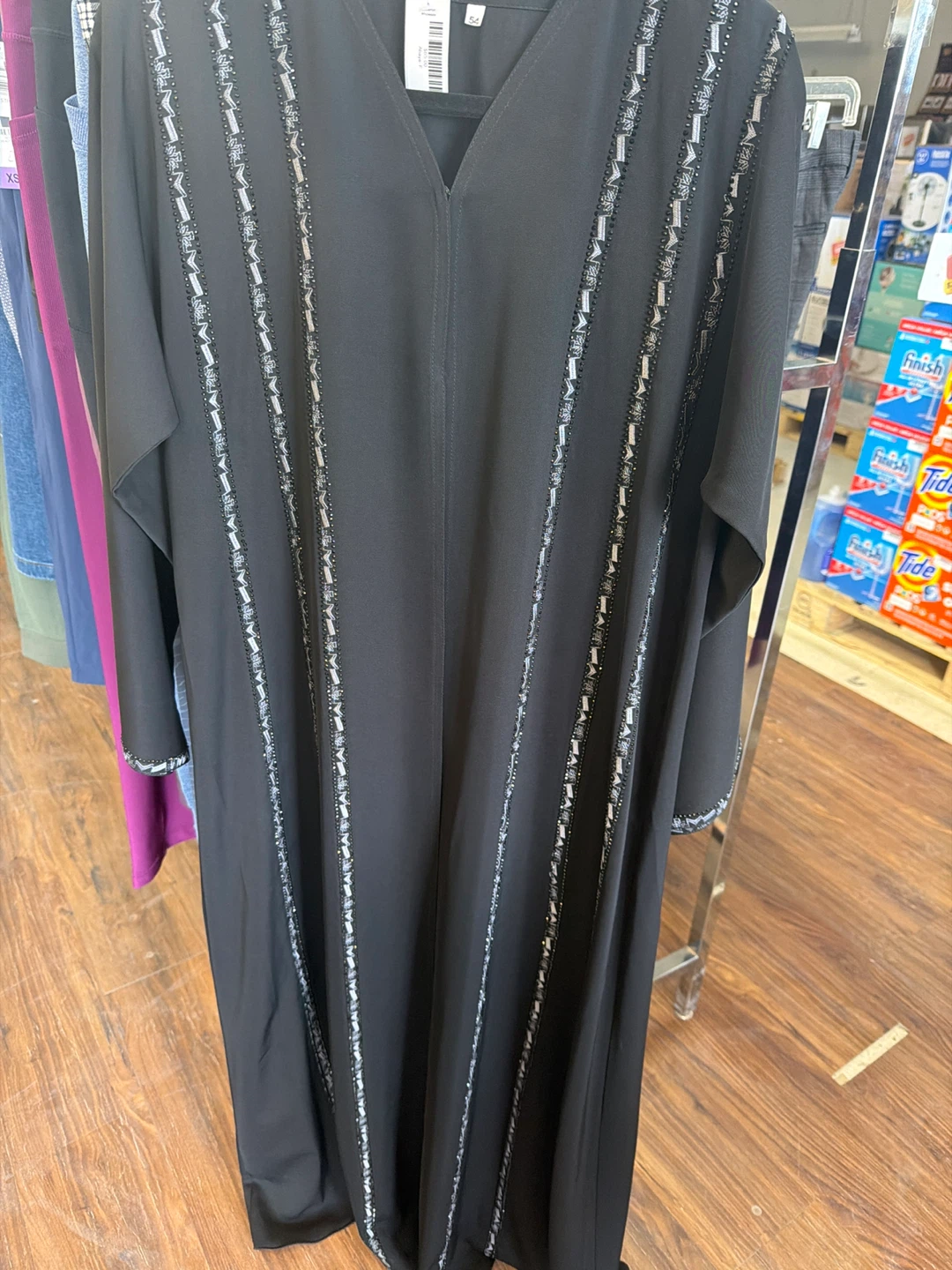 Black Abaya with Embellished Trim