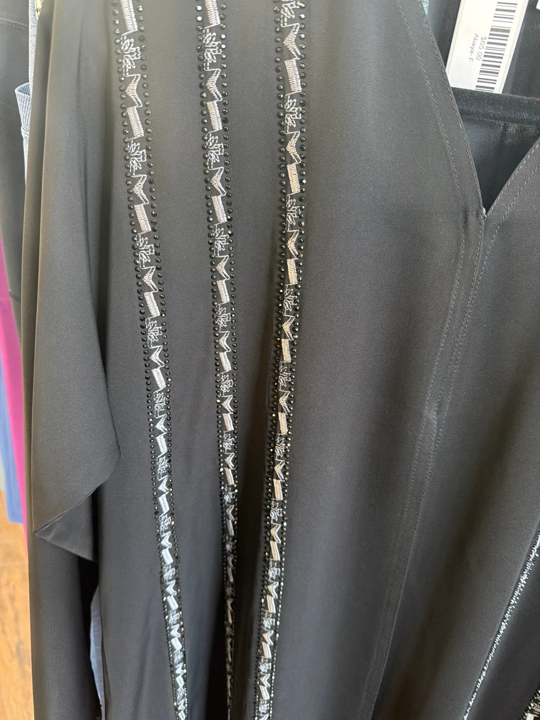 Black Abaya with Embellished Trim - photo 2